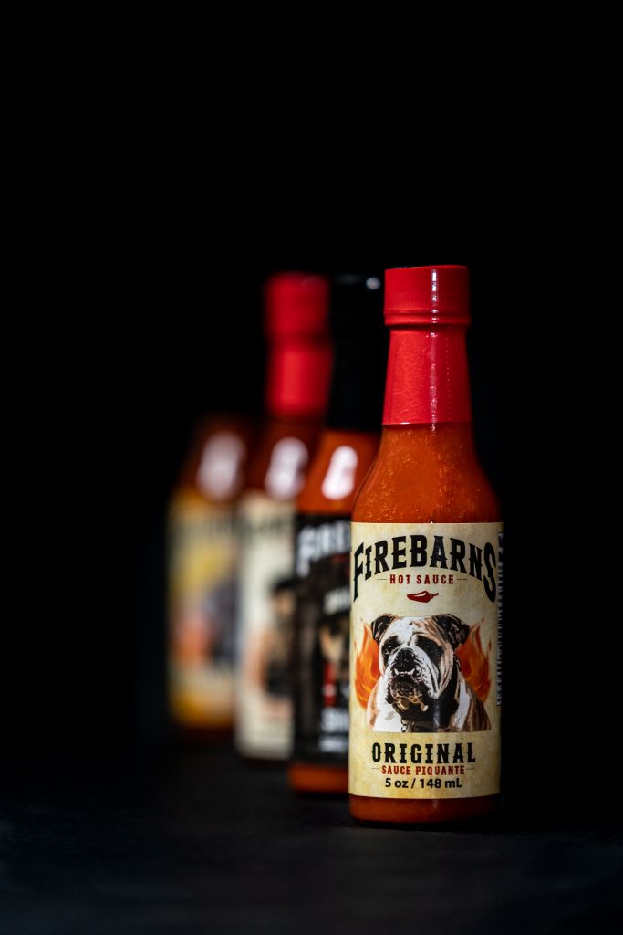 Labeled Firebarns hot sauce