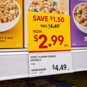 Shelf labels and instore signage labels.